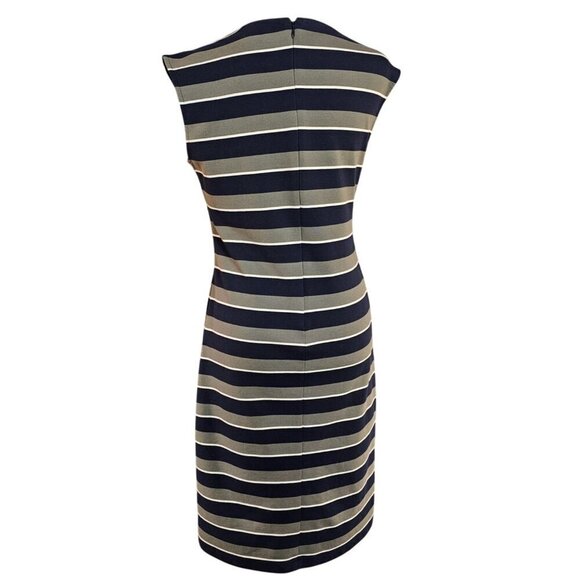 Banana Republic Womens Navy & Gray Striped Sleeveless Sheath Dress Size 6 - Picture 3 of 6